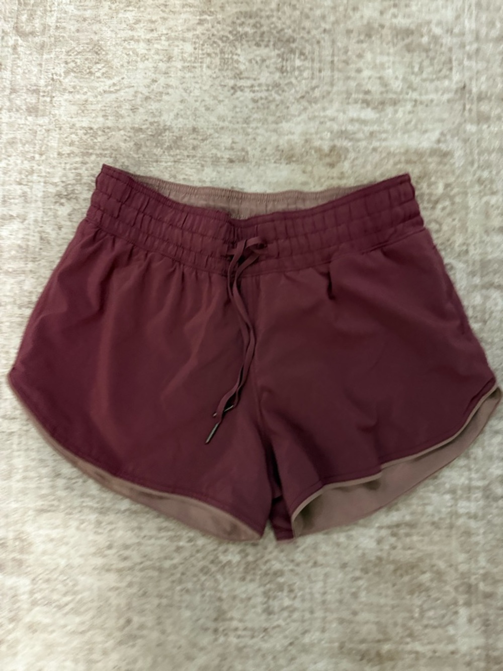 Women's Lululemon Burgundy Athletic Shorts with Drawstring Waist
